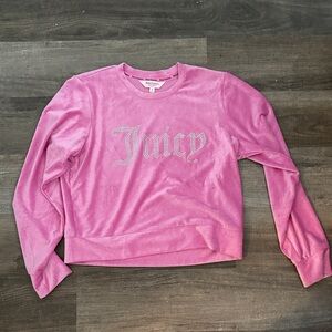 Juicy Couture Pink Velour Rhinestone Logo Crewneck